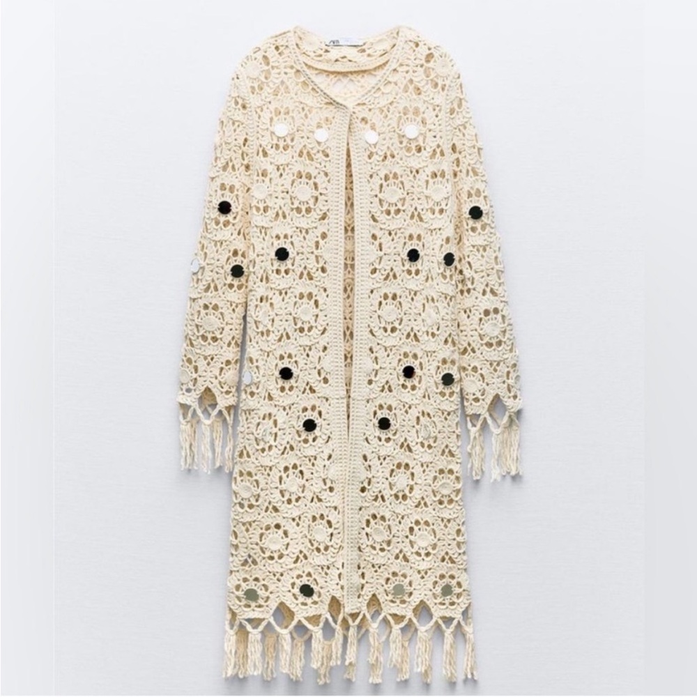 Zara Crochet Long Cardigan